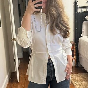 Theory White Adjustable Waist Shirt